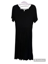 Women’s DOUBCQ Black Dress W/Short Sleeves & Pockets Size Small