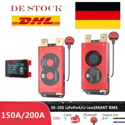 Daly Lifepo4 Li-ION Battery 3S-20S 150A 200A Smart BMS w/Balance +Bluetooth -DHL