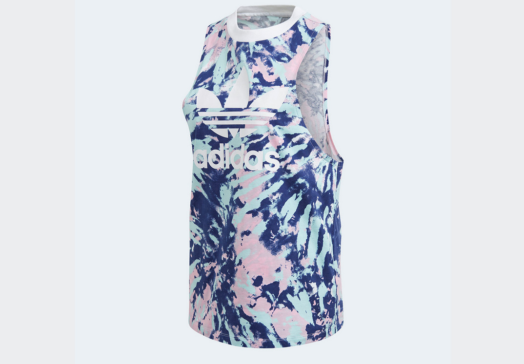 Женская свободная майка Adidas, разноцветная / Белая/ темно-синяя