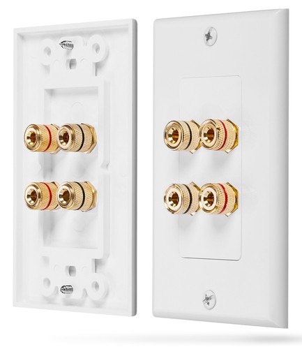 Fosmon 2 Pack Gold Plated Speaker Wall Plate, Home Theater Audio Wall Plate - Picture 2 of 6