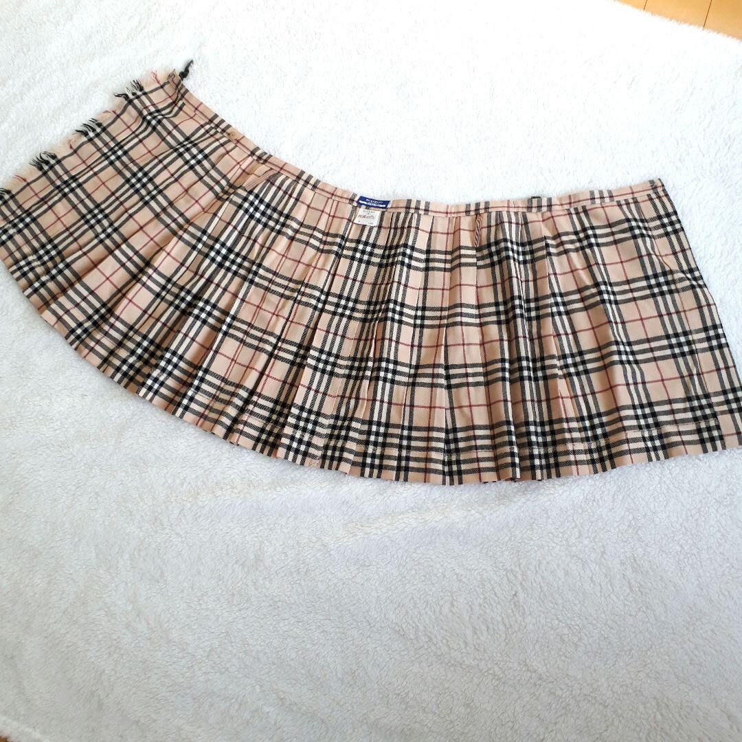 Burberry Blue Label Nova Plaid Pleated Mini Skirt Beige Size 38