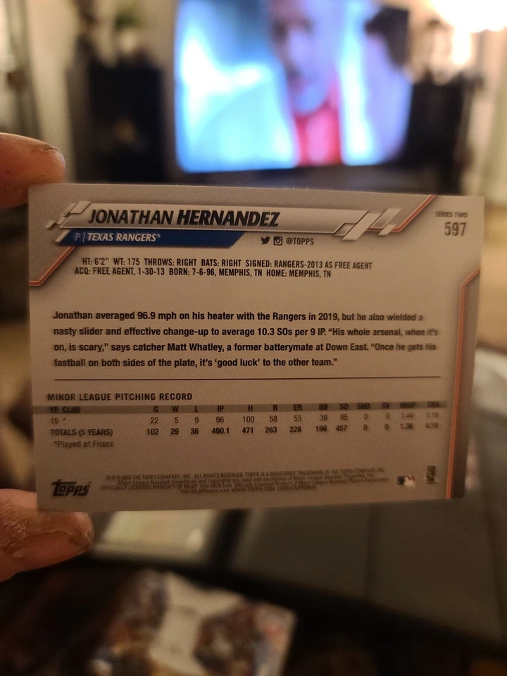 2020 Topps Rc Inaugural Season # 597 Jonathan Hernandez - Image 2 of 2