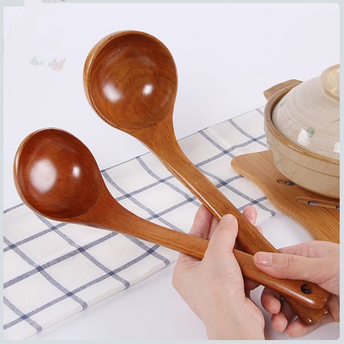 Cucchiai in legno per cucinare cucchiai grandi per zuppa manico lungo accessori cucina - Foto 3 di 5
