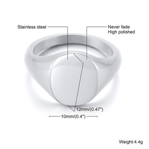 10*12mm Round Band Men Women's Stainless Steel Polished Ring Size 6-9 Never Fade - Picture 2 of 8