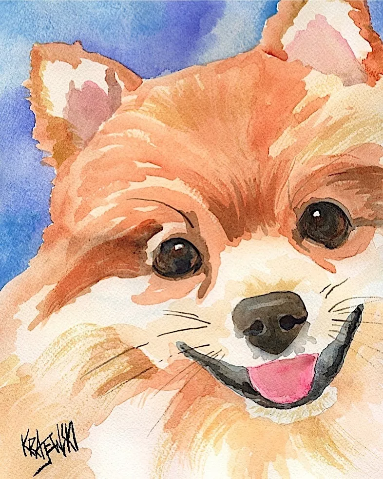 Louis Vuitton: Signed Print from original watercolor dog painting