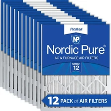 Nordic Pure 18x25x2 Pleated MERV 12 Air Filters 12 Pack
