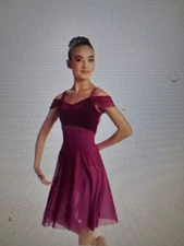 Weissman 15885 "The Skaters Waltz" Burgandy Ballet Dance Costume, Medium Adult