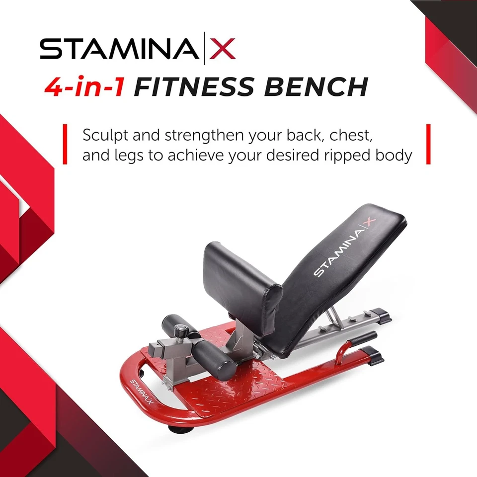 Banco de fitness Stamina X 4 en 1 - Banco de ejercicios ajustable y de peso plegable R Foto 2 de 4