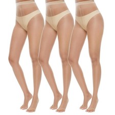 MANZI 3 Pairs Toeless Pantyhose Tights for Women Ultra Thin 10D Toe Open Cont...