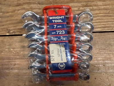 Wright Tool Stubby Wrench Set 723 3/8'' thru 3/4'' Part #723 with Rack In Plastic
