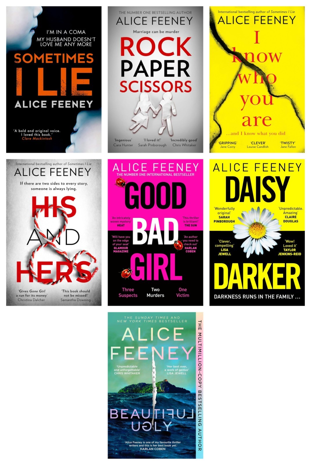 Alice Feeney Thrillers 7 Books Collection Set Daisy Darker, Good Bad Girl, Some