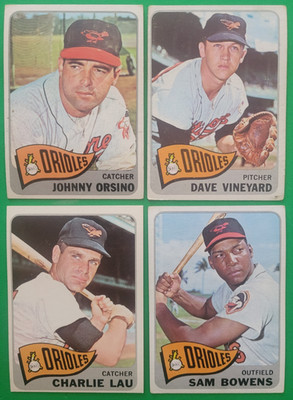 1965 Topps (4) Card Lot Baltimore Orioles: Orsino, Vineyard, Lau, Bowens  EX