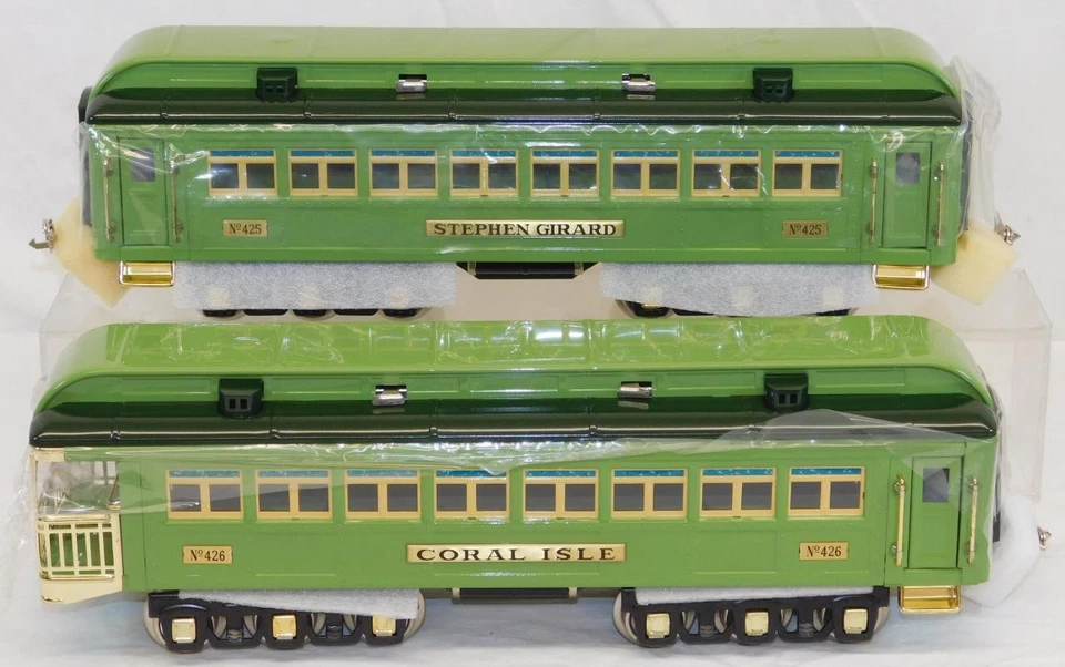 MTH 10-1068 Standard Gauge Stephen Girard 4car Passenger Set 12wheel 2tone green - Image 3 of 4
