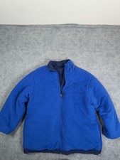 Nike Jacket Kids 14-16 Blue Reversible Fleece Puffer Zip Swoosh Logo Winter