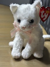 Ty Beanie Babies Plush White Kitty Cat Fancy 2002 Hang Tag 2003 Tush Tag