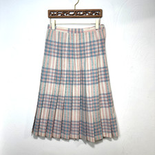 Vtg Wyndham Collection Plaid Pleated Pastel Skirt USA Wool Blend Union 80s Women