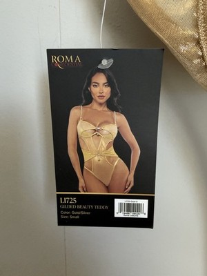 Roma Confidential Gilded Beauty Teddy Gold Silver Strap Bow Beaded Small