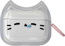 Transparent Clear Earphone Case for Airpods 4, Cute Lovely Cat Face Soft TPU Sil
