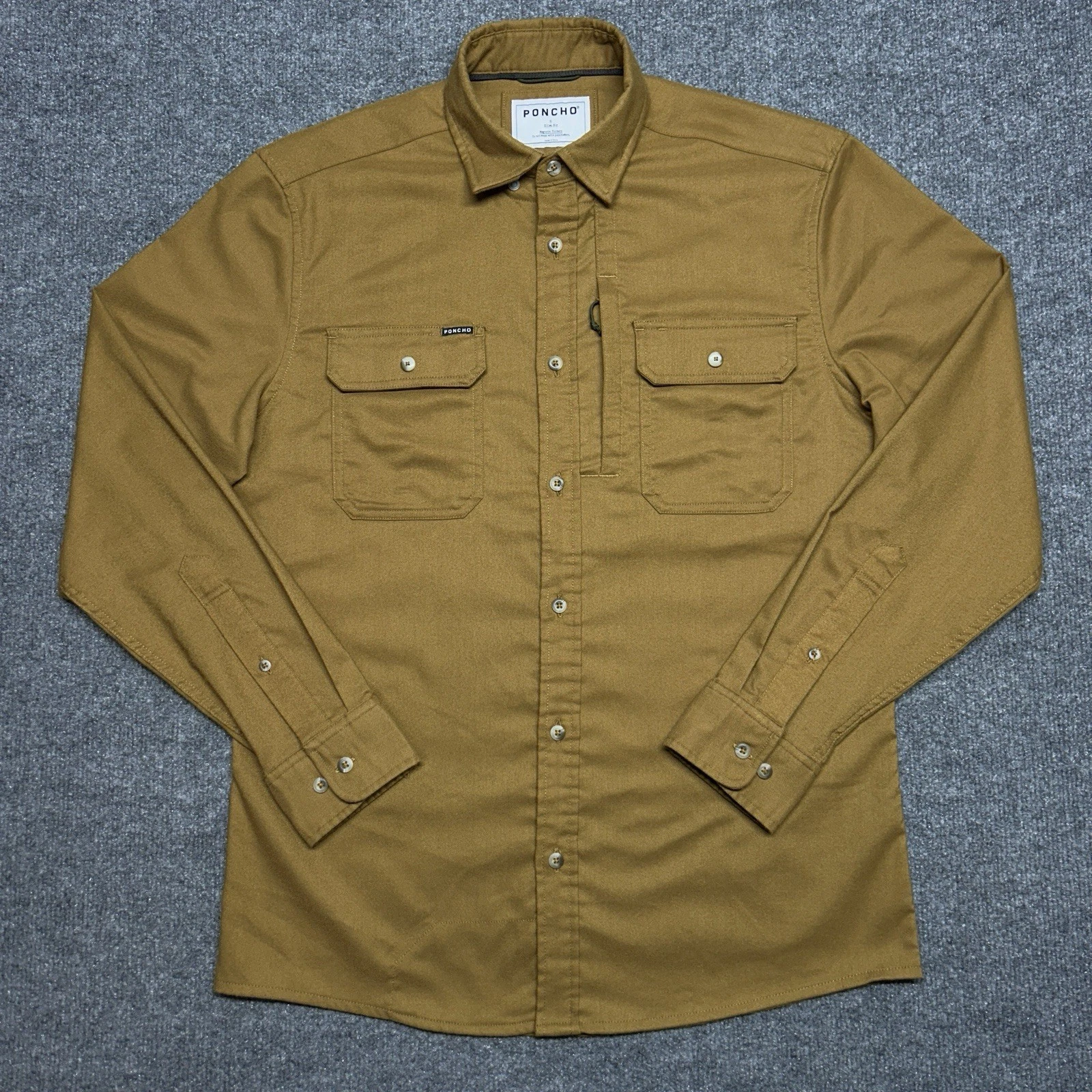 Poncho The Palo Duro Flannel Shirt Mens Size Small Slim Fit Magnetic Pockets