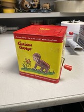 Vintage Curious George Musical Jack in the Box Toy Schylling Working Condition