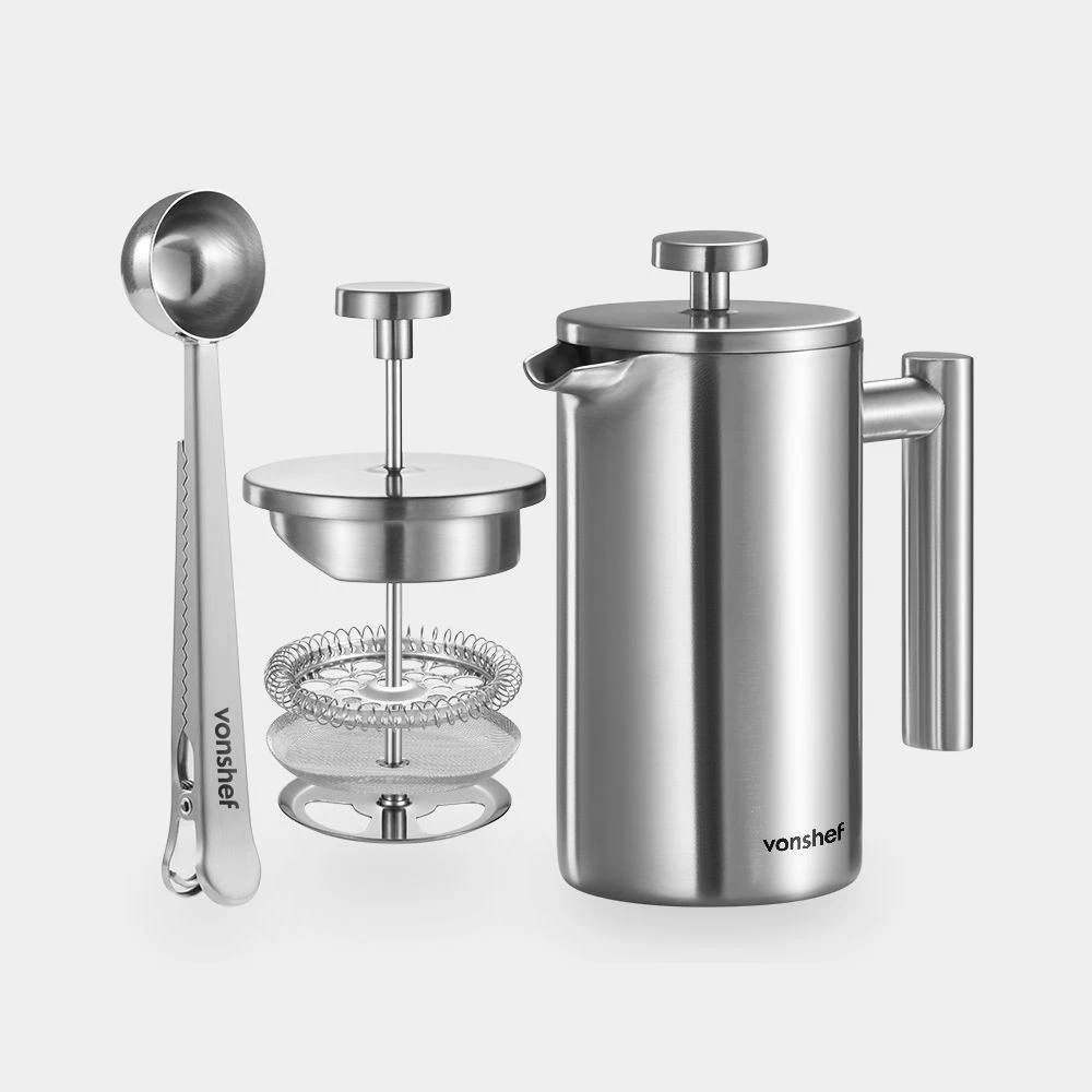 Vonhaus Vonshef 3 Cup Double-Walled Cafetiere with Spoon Bag Clip 1000113.1
Opens in a new window or