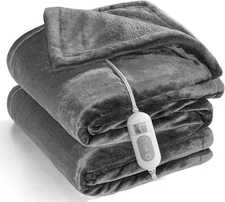 Heated Flannel Throw Blanket Full Body, 8 Levels, 1-9H Timer, Washable