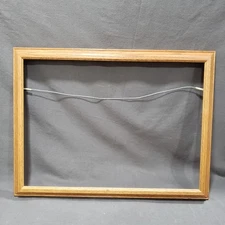 Vtg Picture Frame for Stretched Canvas 21x15 Solid Oak Wood Traditional No Glass
