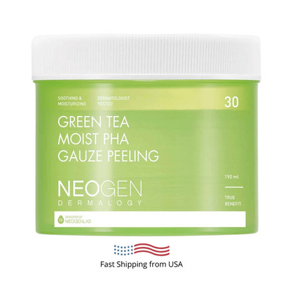 NEOGEN Dermalogy Green Tea Moist Pha Gauze gently removes dead skin cells 30 Pad