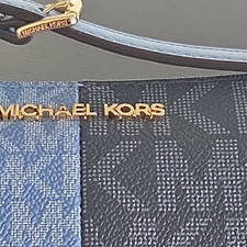 Michael Kors Logo Zip Shoulder Bag Blue/Black...