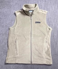 Columbia Sportswear Fleece Vest Mens Small Gray Logo Mock Neck Full Zip Outdoor