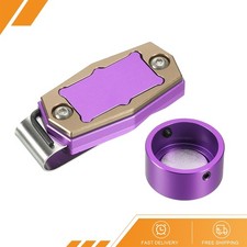 Billiard Magnetic Chalk Holder Round Aluminum Alloy Tip Case Purple Brown