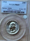 1964 25C SILVER QUARTER PCGS PR69