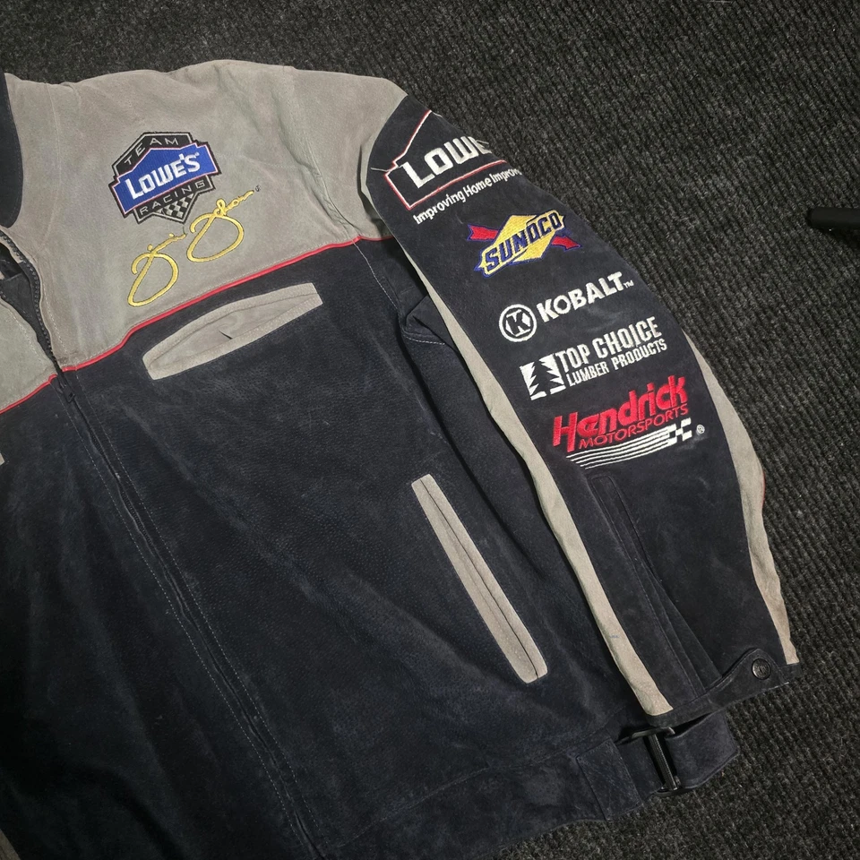 Chaqueta de carreras de colección Jimmie Johnson 2005 de gamuza/cuero Nascar. Hombre Grande Foto 3 de 4