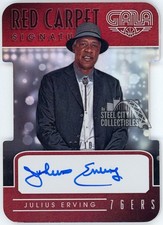 Julius Erving 2015-16 Panini Gala Red Carpet Signatures Die-Cut Auto Card 08/10