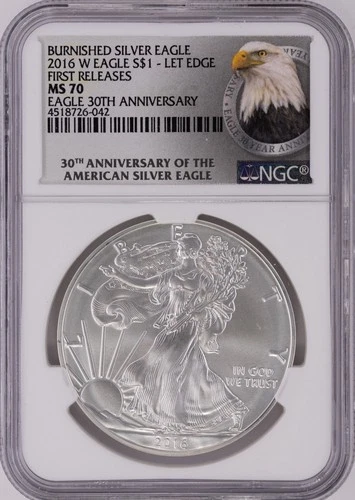 2016-W Burnished American Silver Eagle First Releases NGC MS70 (B3396)