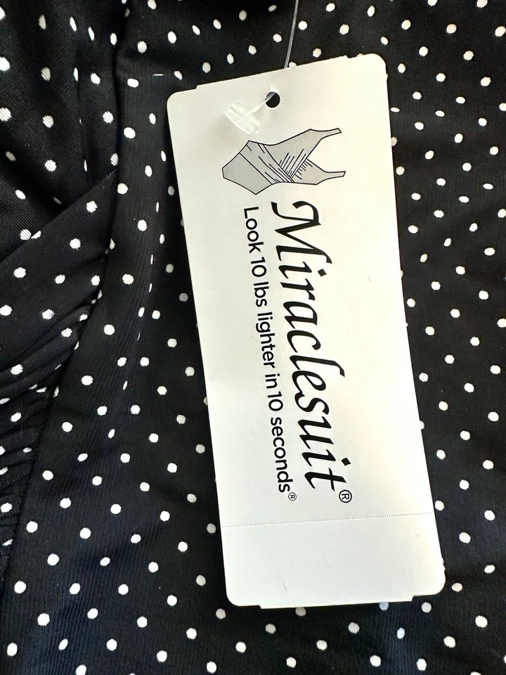 Nuevo con etiquetas Traje de baño Miraclesuit Oceanus negro a lunares de una pieza talla 14 Foto 4 de 4