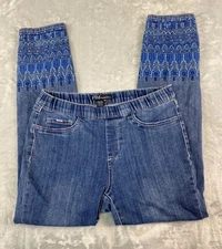 French Dressing Jeans WomenElastic Waistband Straight Crop Embellished Jean Sz.8