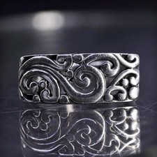 size 7, VTG Sterling silver handmade ring, 925 filigree spiral statement band