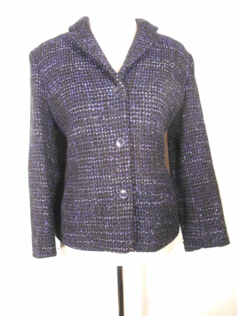 Blazer Femme Blazer Stretch Brillant Jones New York Collection – Taille 8, Neuf Sans étiquettes, Laine Janus Stark