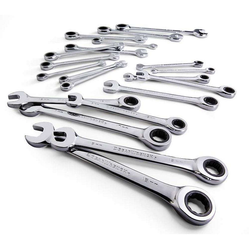 GearWrench SAE AND METRIC ANY SIZE Flat 12 pt. Ratcheting Combination