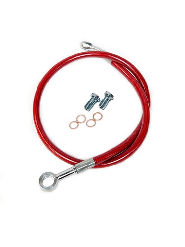Streamline +8" Extended Steel Braided Rear Brake Line Red LT250R LT 250R - Foto 3 di 3