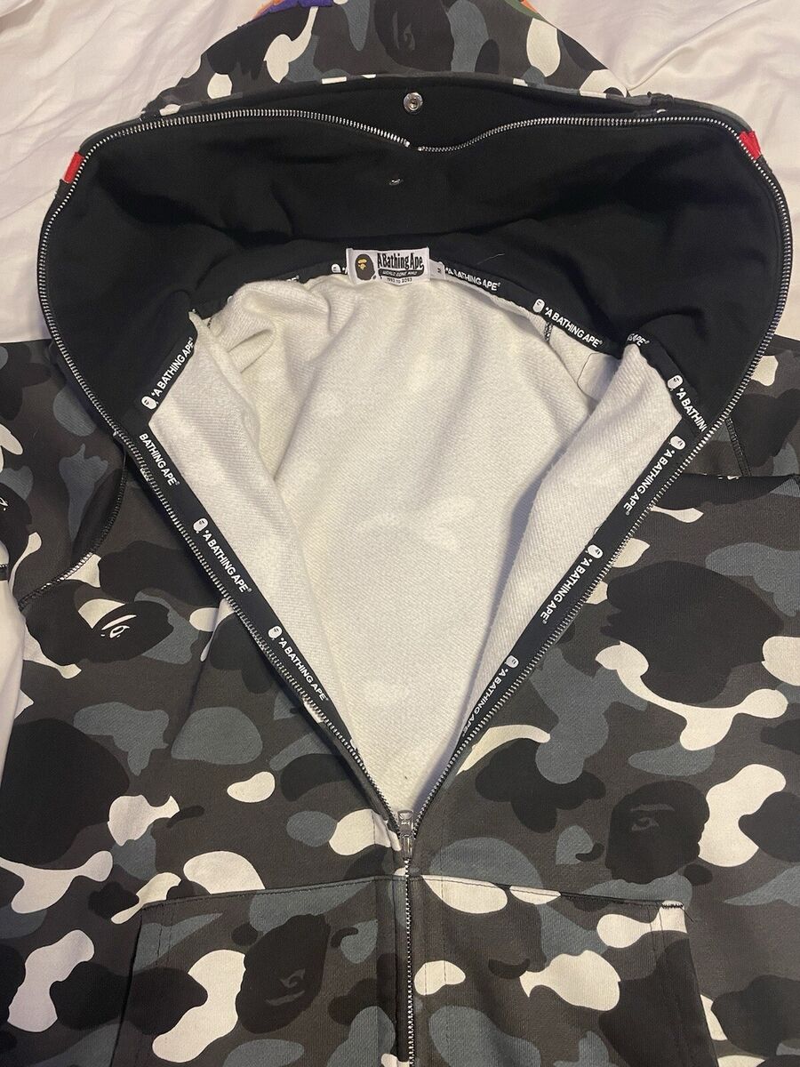 BAPE City Camo Shark Wide Full Zip Double Hoodie / Size BAPE City Camo Shark Wide Full Zip Double Hoodie / Size