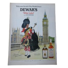 Whisky étiquette blanche Dewar's 1969 - publicité vintage imprimée