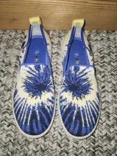 Rothy's Kids Shoes Sz 1 The Kids Sneaker Blue Burst Yellow White EXC Cond