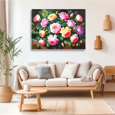 Beautiful bouquet of blooming rosesPainting on canvas Canvas Wall art Home decor