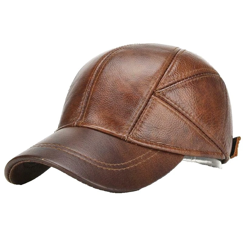 Size S Brown Leather Hats for Men
