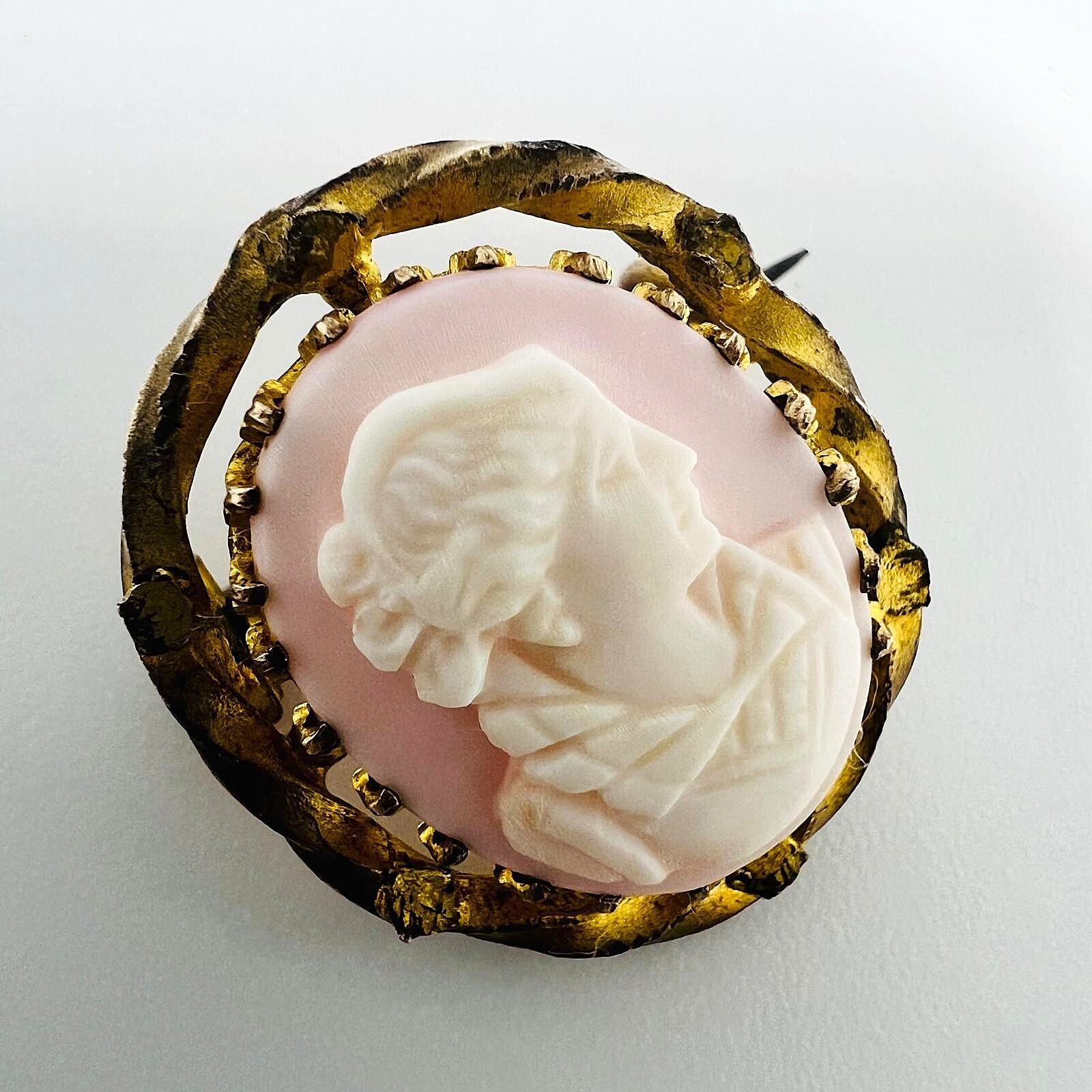 Antique Gem Brooch Angel Skin Coral Empire to Early Biedermeier Cameo brooch
