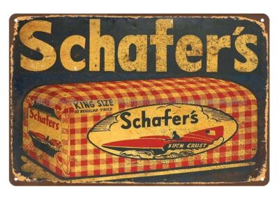 vintage reproductions for sale Schafers Bread metal tin sign