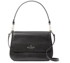 Kate Spade Staci Black Saffiano Leather Flap Shoulder Bag Crossbody bag.
