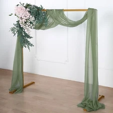 DUSTY SAGE GREEN 18 ft Sheer Organza BACKDROP CURTAIN Window Drape Panel Home